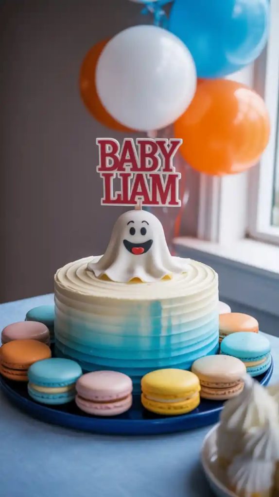 camping-themed fall baby shower setup