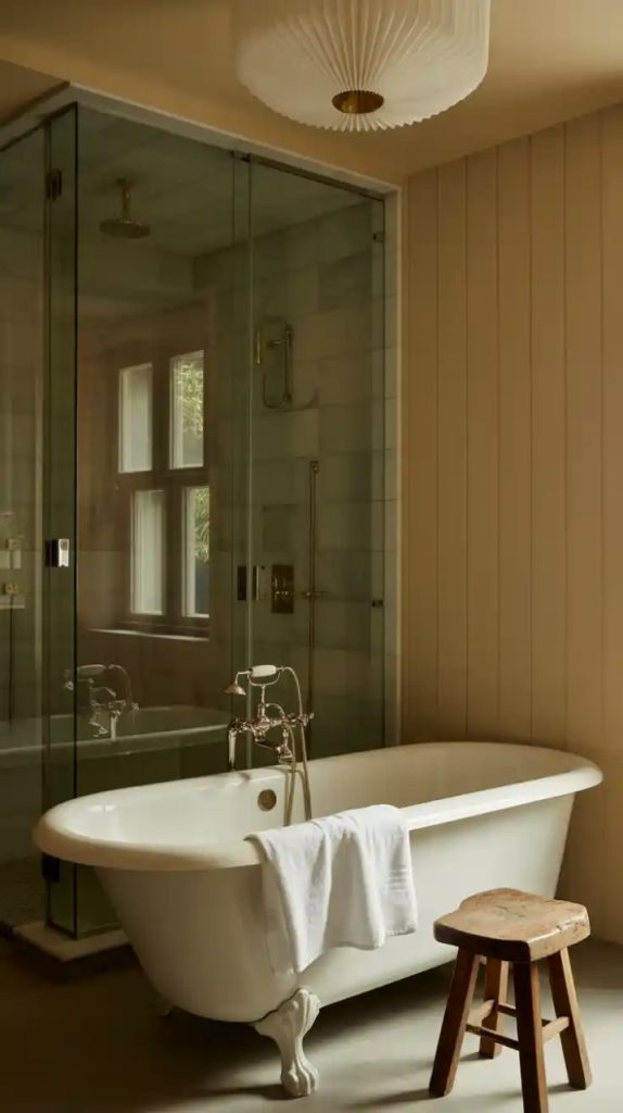 Terracotta shower tiles with earthy tones
