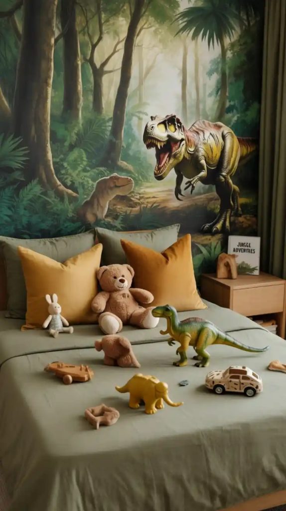 Dinosaur-themed wall decals for toddler bedroom
