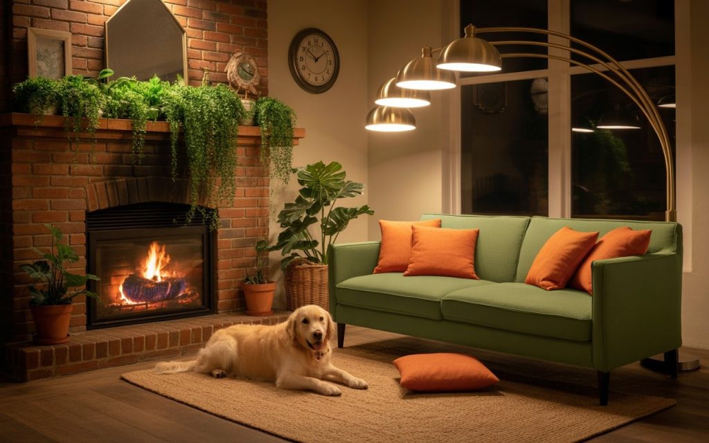 Vintage candleholders on a Bohemian fireplace mantel