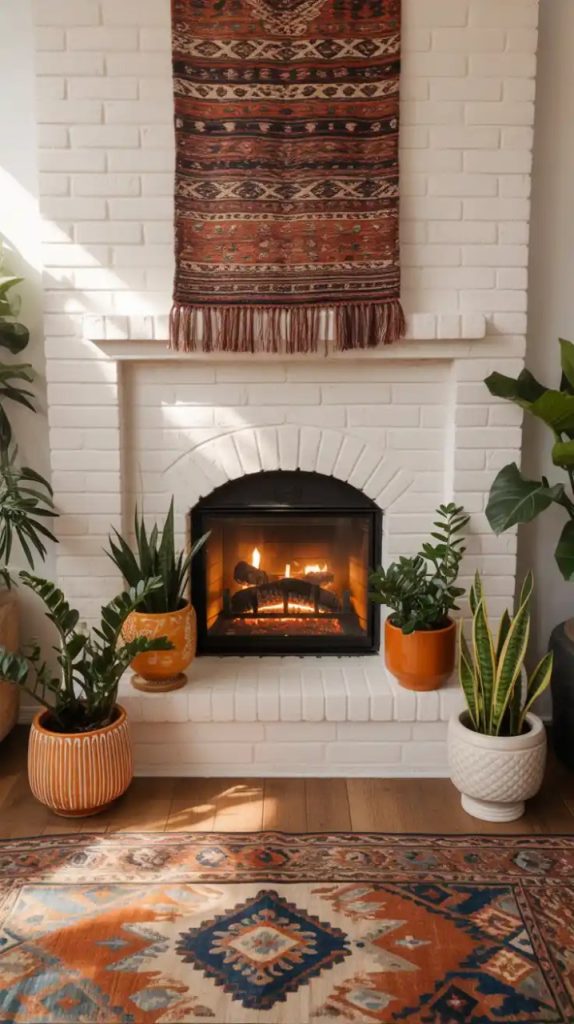 fireplace mantel Boho