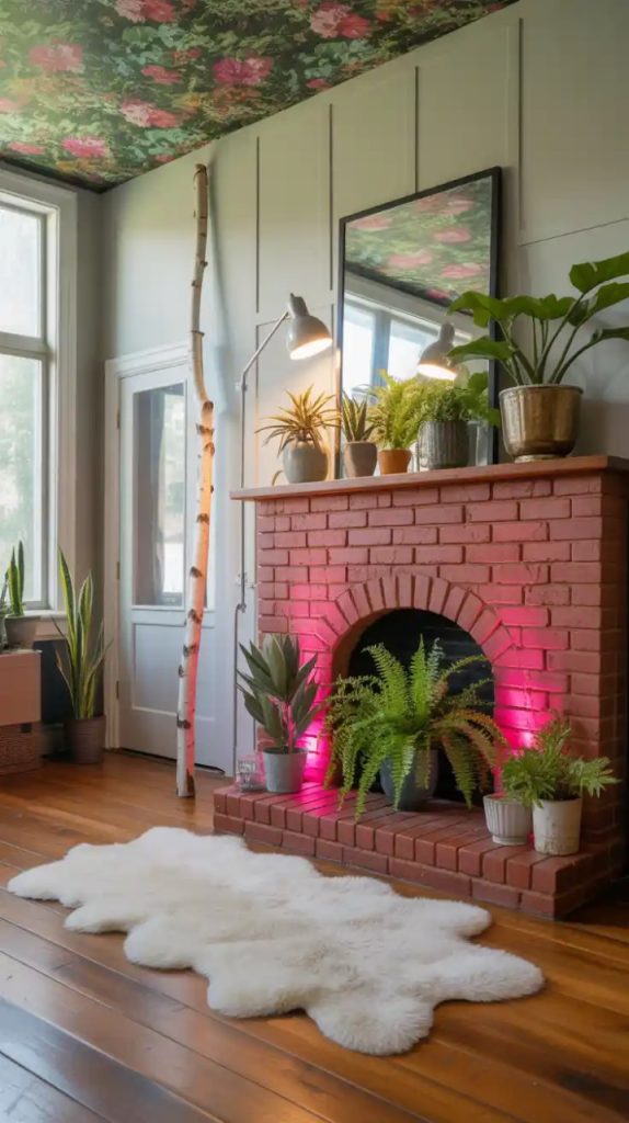 eclectic fireplace styling