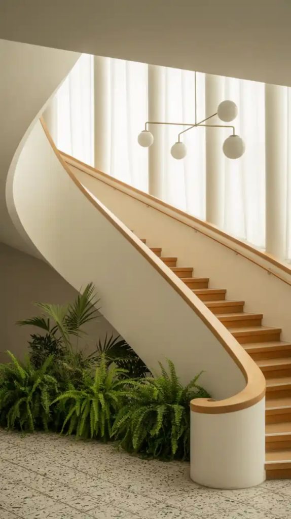 Contemporary staircase design with frameless glass panels