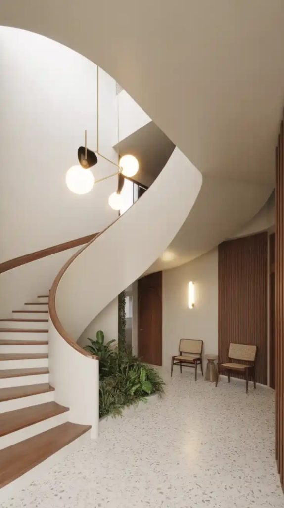 Black steel floating stairs with industrial finish