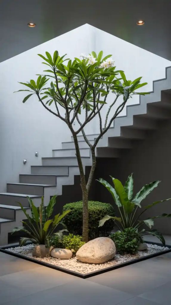 under stairs greenery ideas