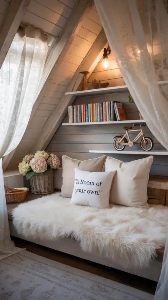 Starry night reading nook with glow-in-the-dark ceiling