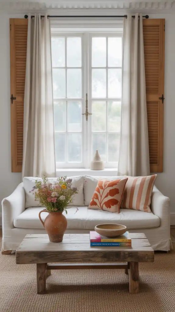 Southwestern cactus wallpaper with terracotta accents