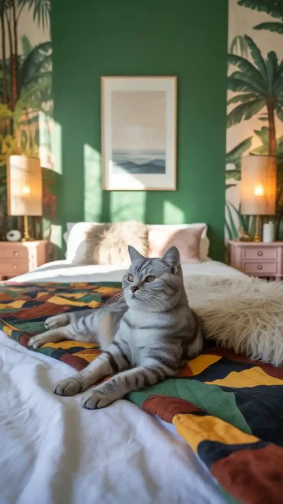 Tropical jungle leaf wallpaper for bohemian bedroom