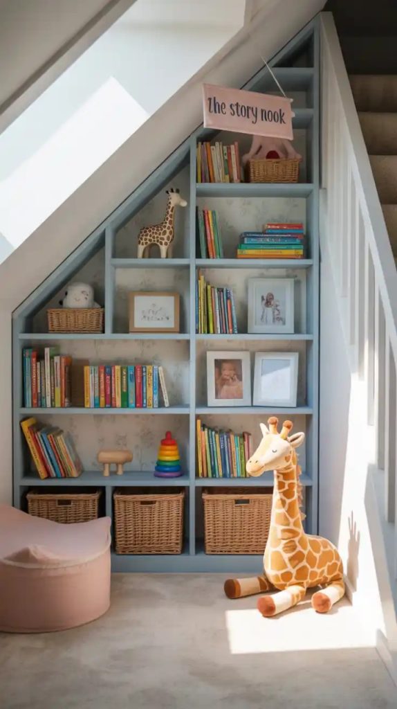 Space-themed play nook with glow-in-the-dark stars