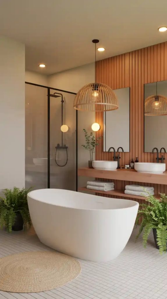 Modern guest bathroom with floating vanity