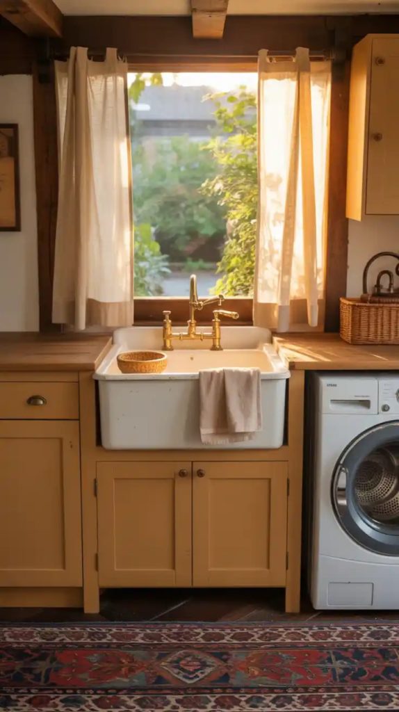 Playful bubble mural for family laundry space