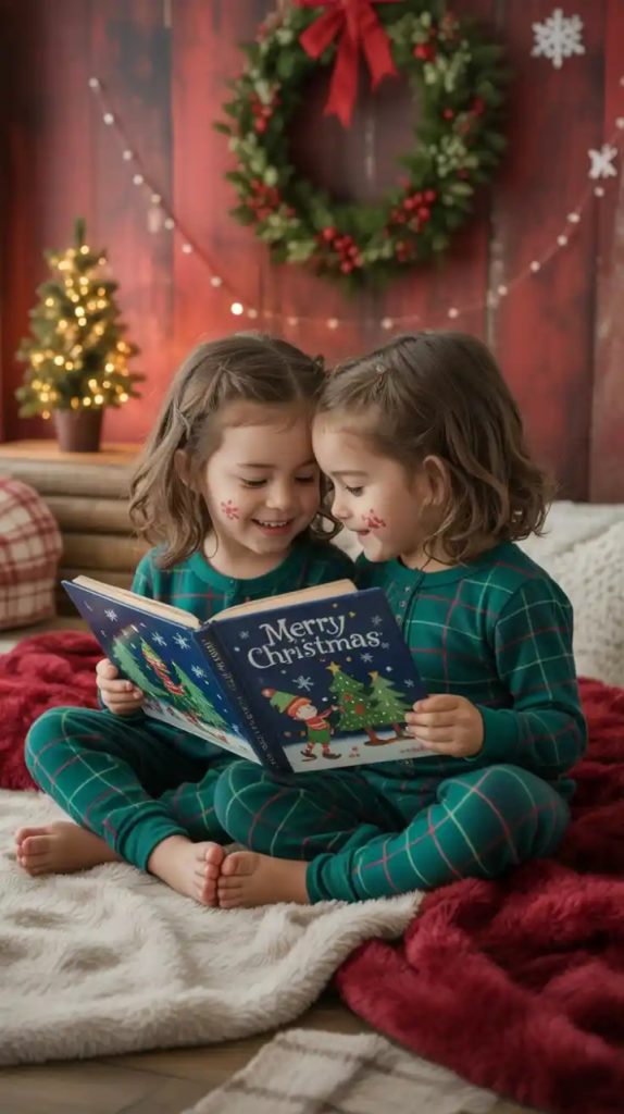 Wooden Christmas ornaments on a rustic tree