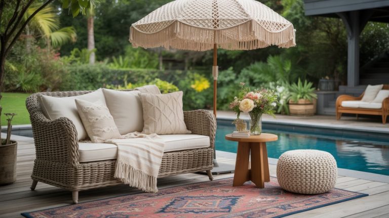 boho patio décor