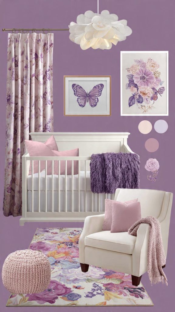 Butterfly wall decals in pastel nursery