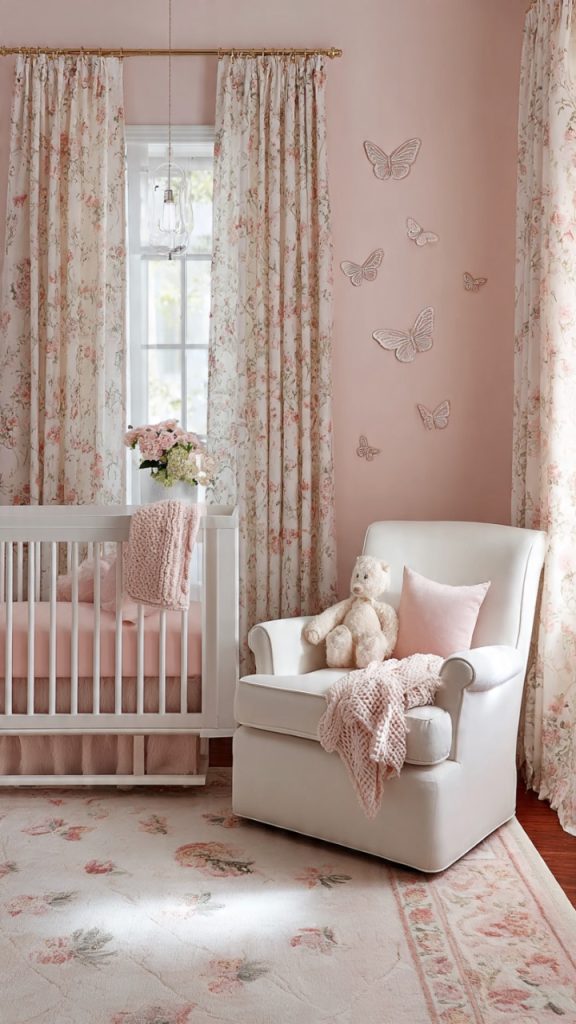 Butterfly mobile hanging above crib