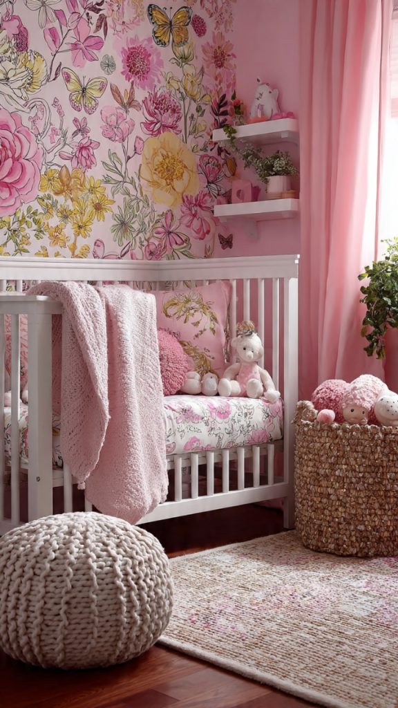 3D butterfly wall installation above crib