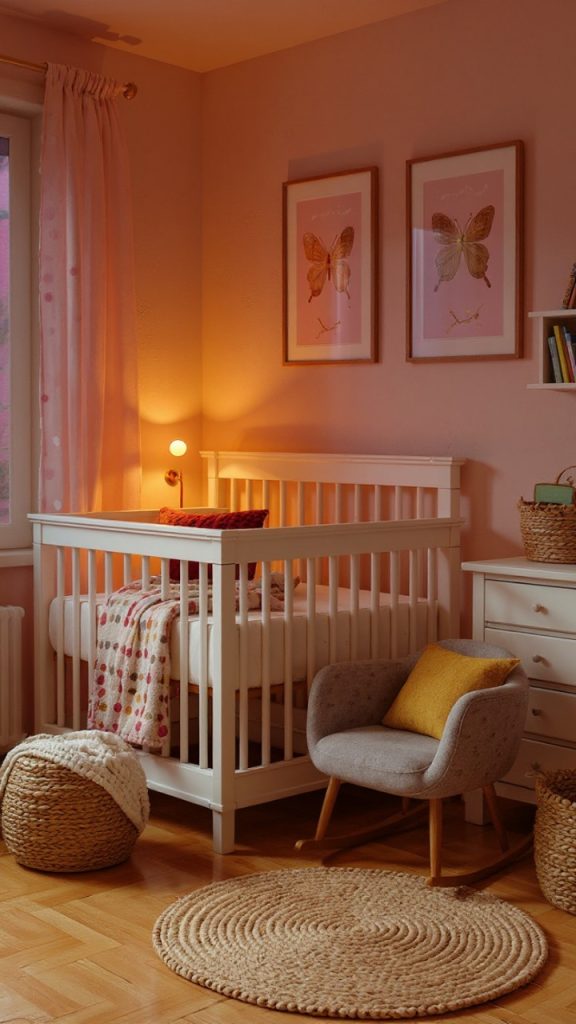 Butterfly crib bedding with pastel accents