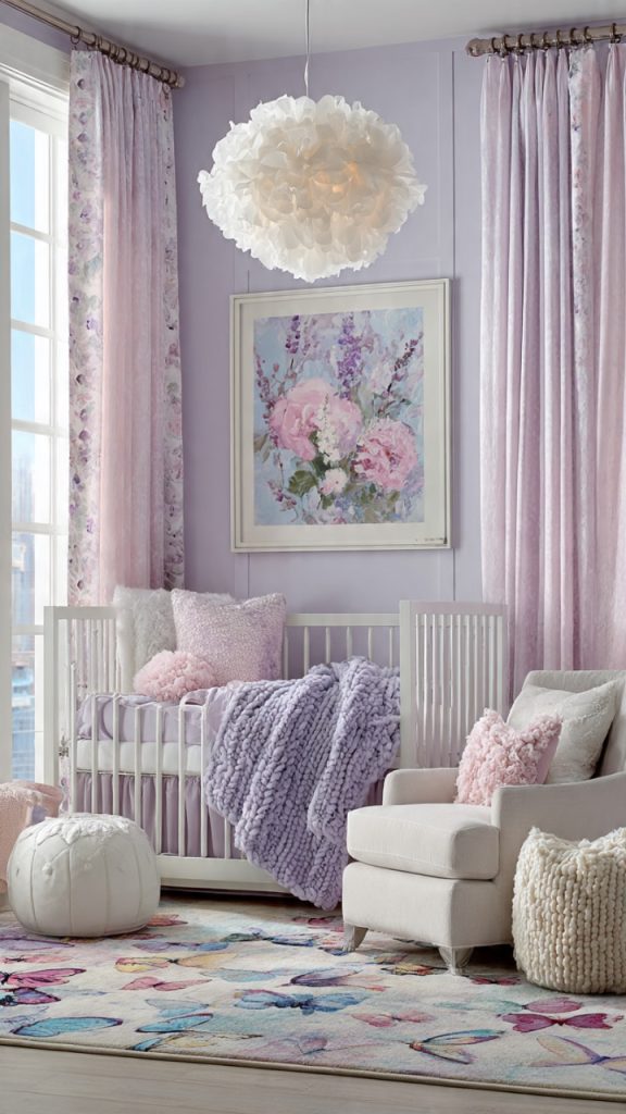 Butterfly canopy draped over crib