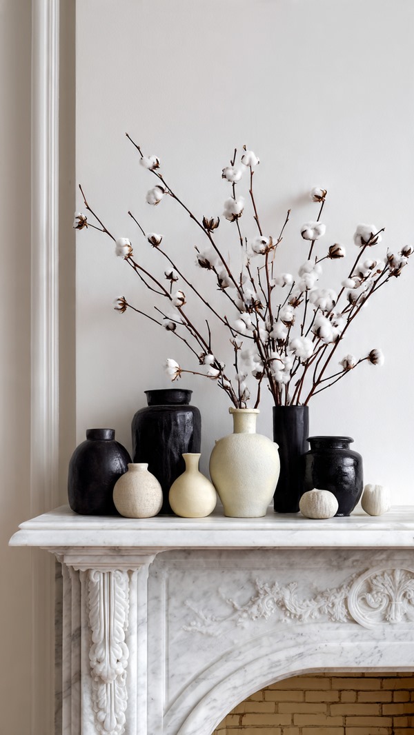 Minimalist mantel decorating with a single statement mirror