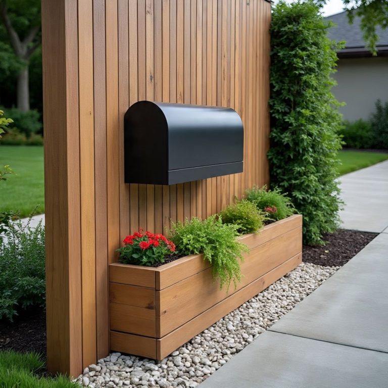 Pampas grass and dried flower mailbox decor