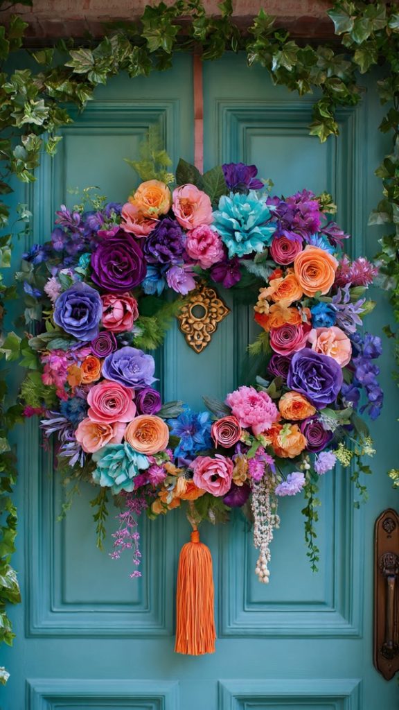 Macramé hanging on a boho-style front door