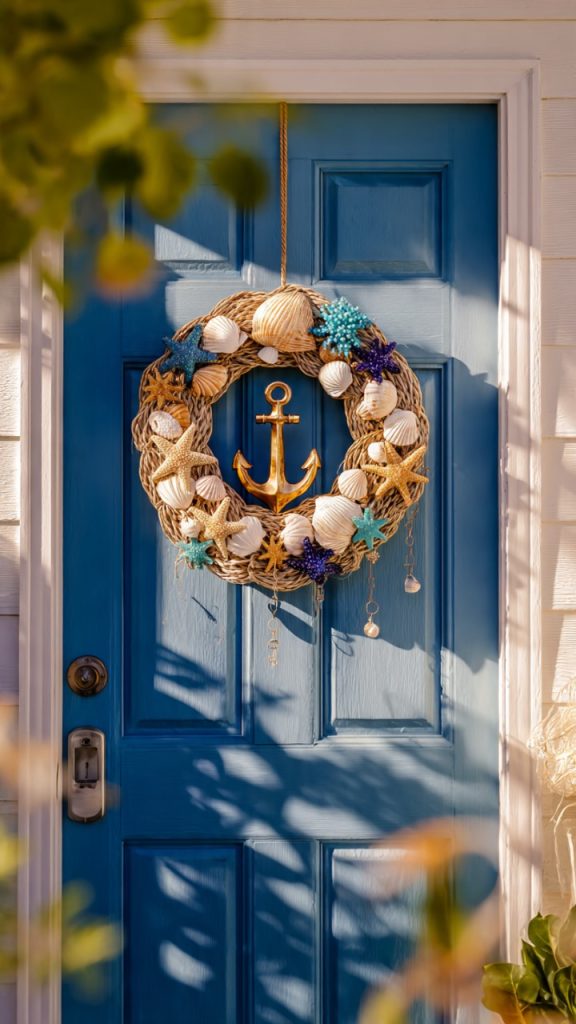Vintage brass doorknocker on a bohemian door