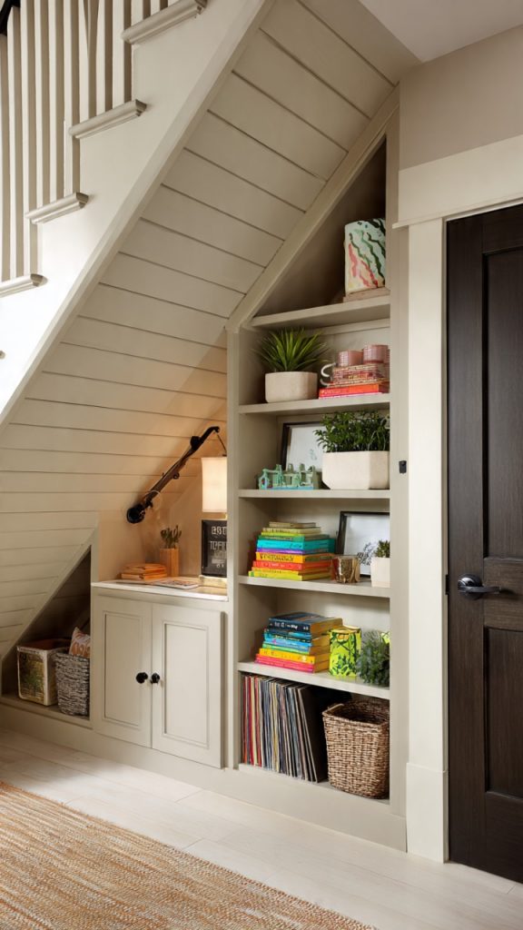 Minimalist staircase with built-in drawers