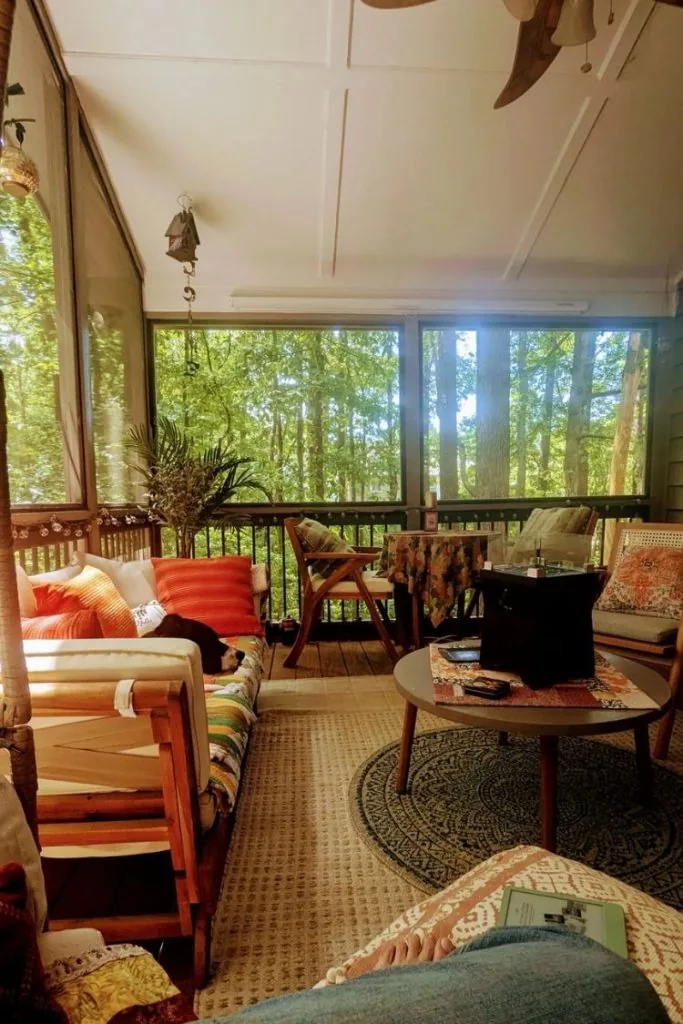 Floor cushion setup for small reading corner