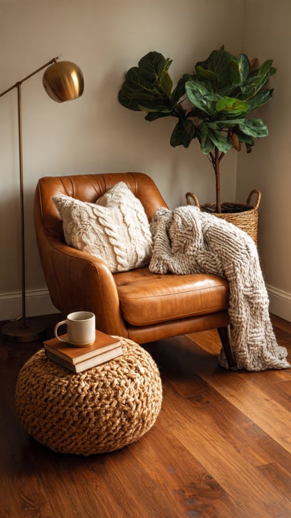 Small bedroom with a cozy sitting nook