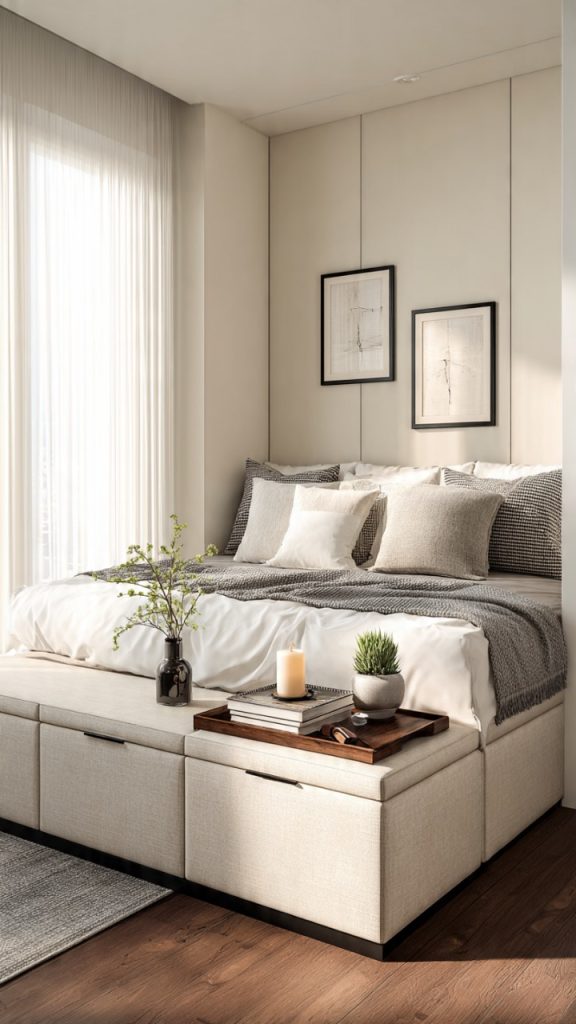 Ladder shelf with built-in seating