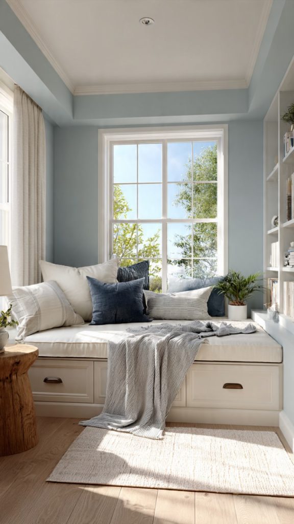 Mid-century armchair in minimalist small bedroom