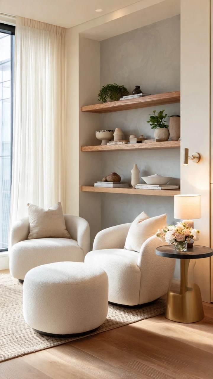 Chair with side table for reading nook