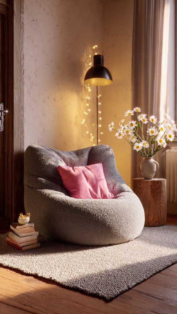 Upholstered bench at the foot of the bed