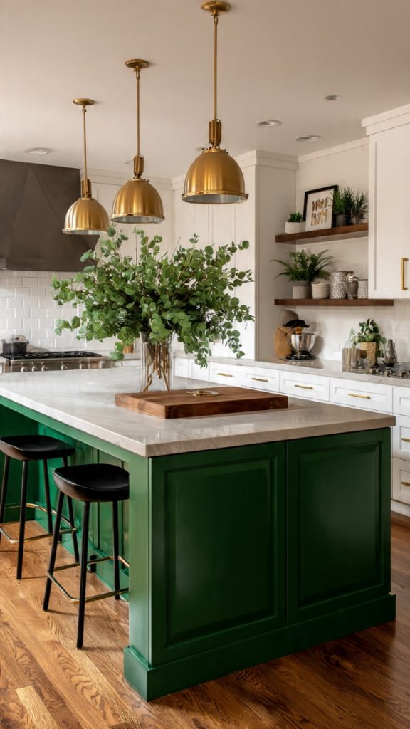 kitchen with green painted ceiling