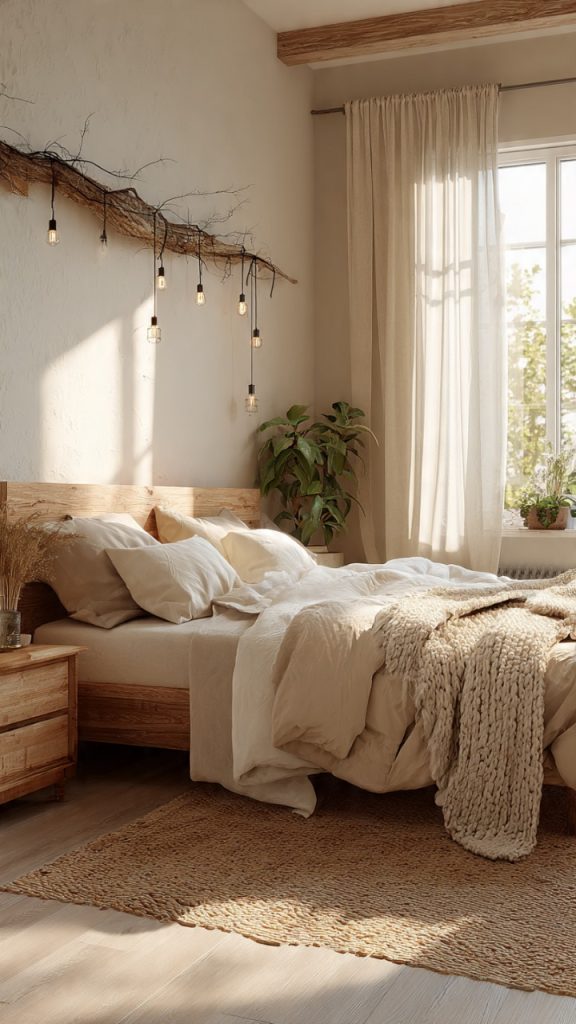 Vintage décor accessories on a boho nightstand