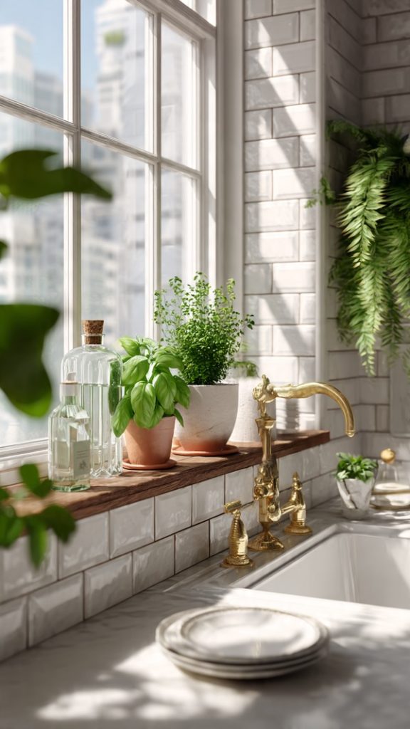 Cozy farmhouse kitchen window decor