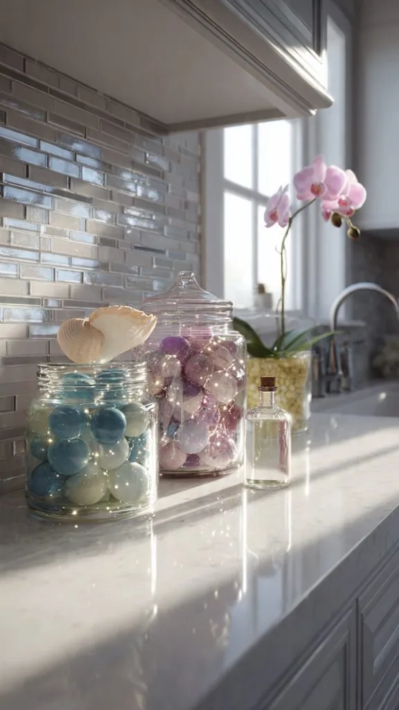 Bright white kitchen window with ceramic pots