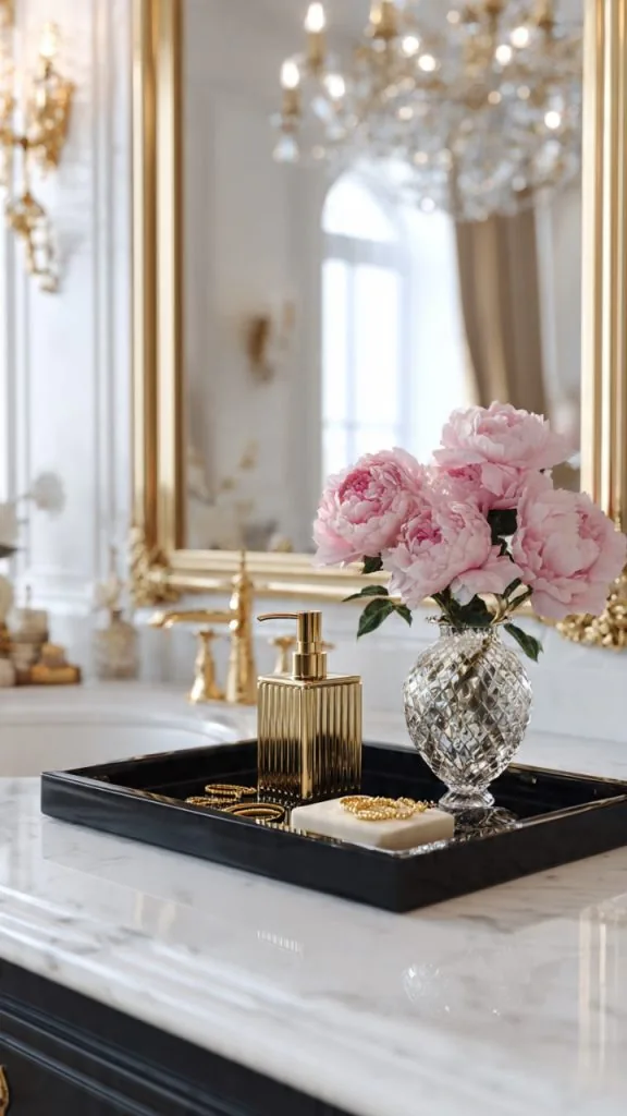 rustic farmhouse bathroom tray with mason jars