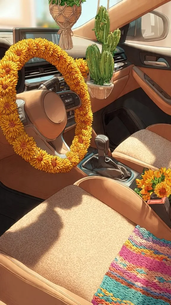 Dreamcatcher hanging from rearview mirror